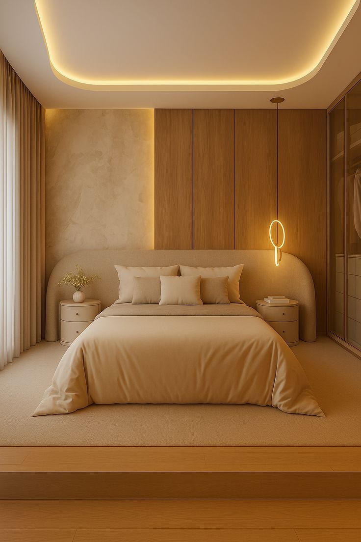 Hotel-Style Master Suite with Layered Ambient Cove & Bedside Pendant Lights #94